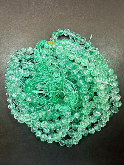Beautiful Crackle Crystal glass bead. Faceted round shape bead. Gorgeous light green color, High quality crystal bead! Full strand 15.5