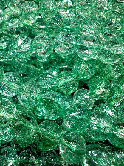 Beautiful Crackle Crystal glass bead. Faceted round shape bead. Gorgeous light green color, High quality crystal bead! Full strand 15.5