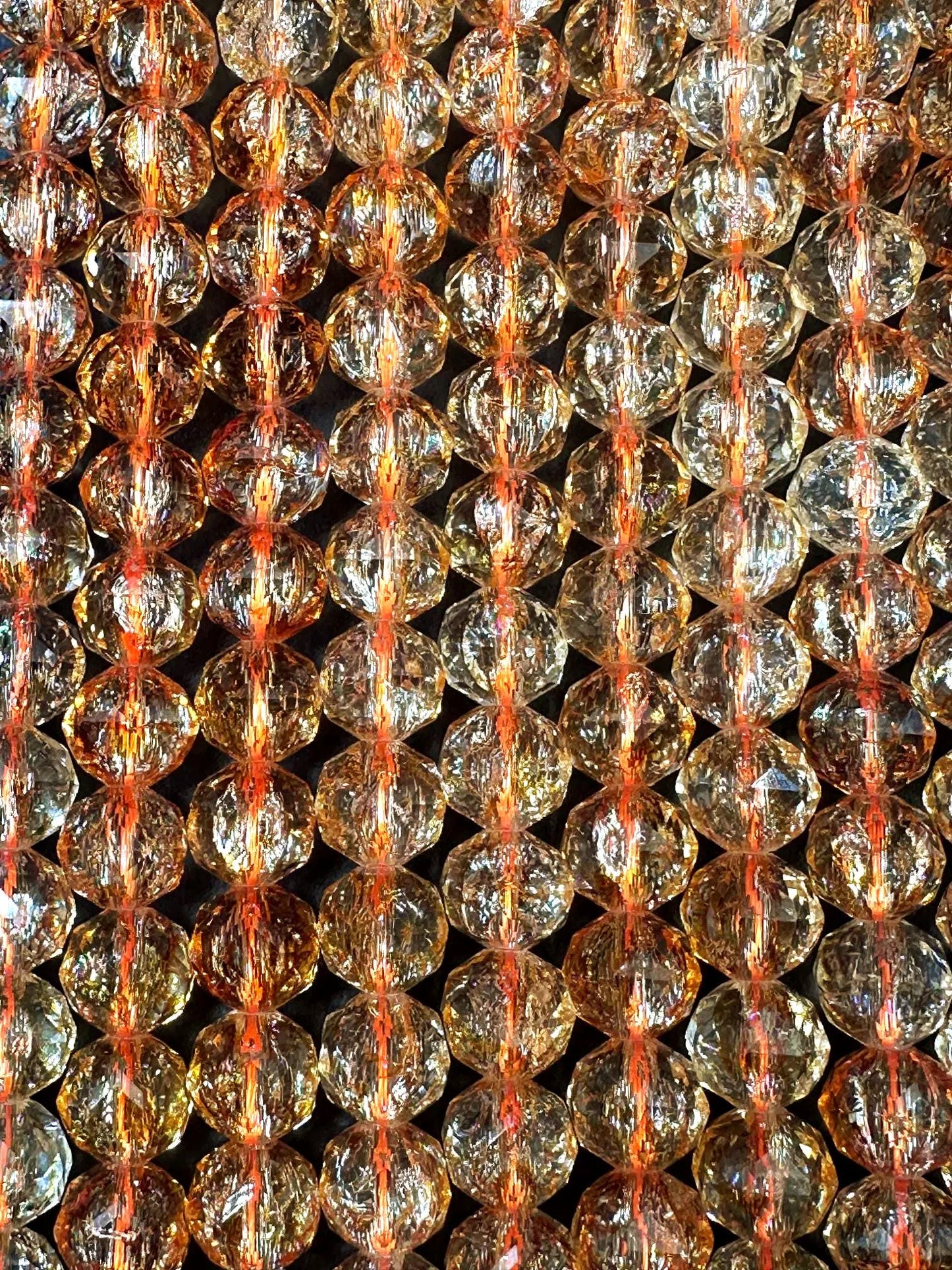 Beautiful Crackle Crystal glass bead. Faceted round shape bead. Gorgeous light orange color, High quality crystal bead! Full strand 15.5