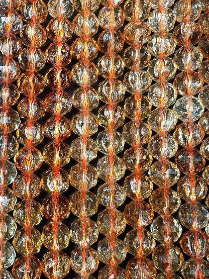 Beautiful Crackle Crystal glass bead. Faceted round shape bead. Gorgeous light orange color, High quality crystal bead! Full strand 15.5