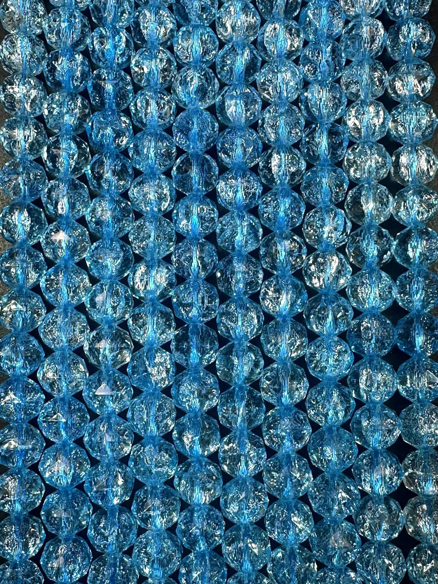 Beautiful Crackle Crystal glass bead. Faceted round shape bead. Gorgeous light blue color, High quality crystal bead! Full strand 15.5