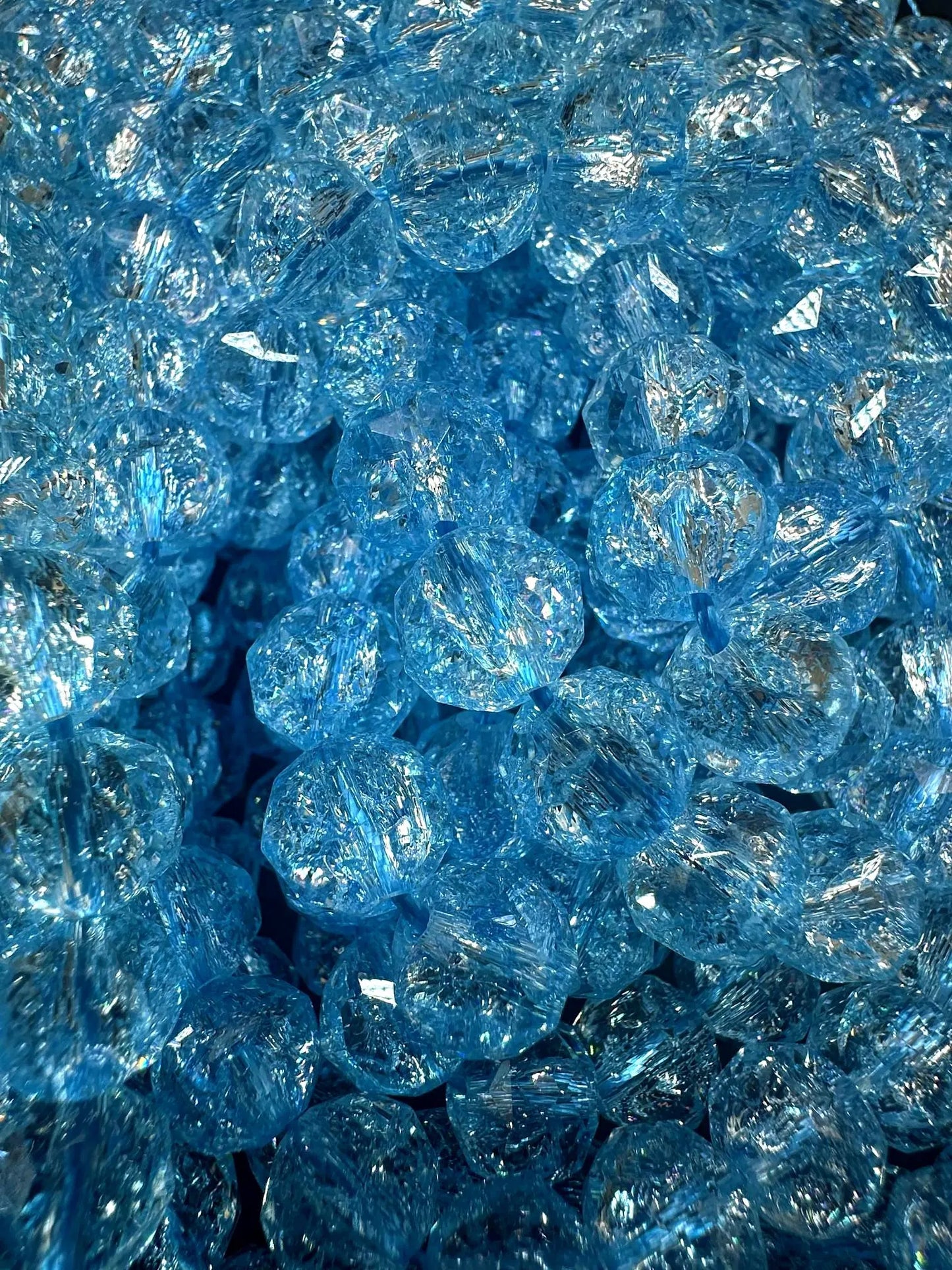 Beautiful Crackle Crystal glass bead. Faceted round shape bead. Gorgeous light blue color, High quality crystal bead! Full strand 15.5