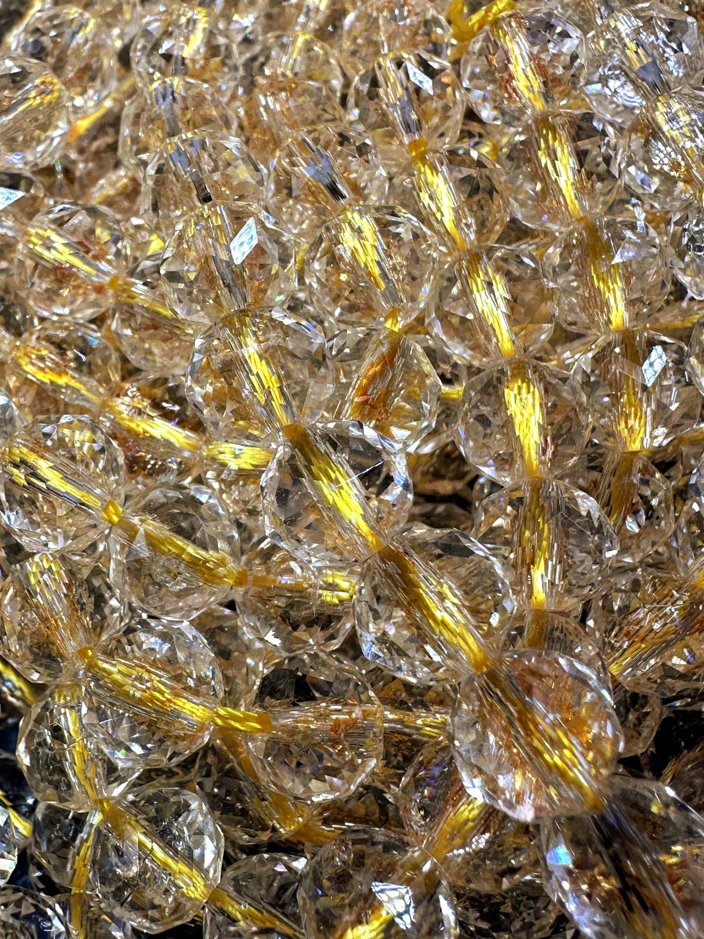 Beautiful Clear Yellow Chinese Crystal Glass Bead Faceted 6MM 8MM 10MM Round Bead, High Quality Full Strand 15.5"