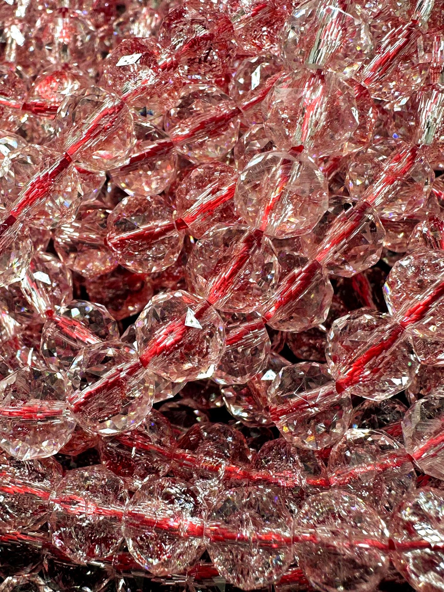 Beautiful Clear Strawberry Red Chinese Crystal Glass Bead Faceted 6MM 8MM 10MM Round Bead, High Quality Full Strand 15.5"