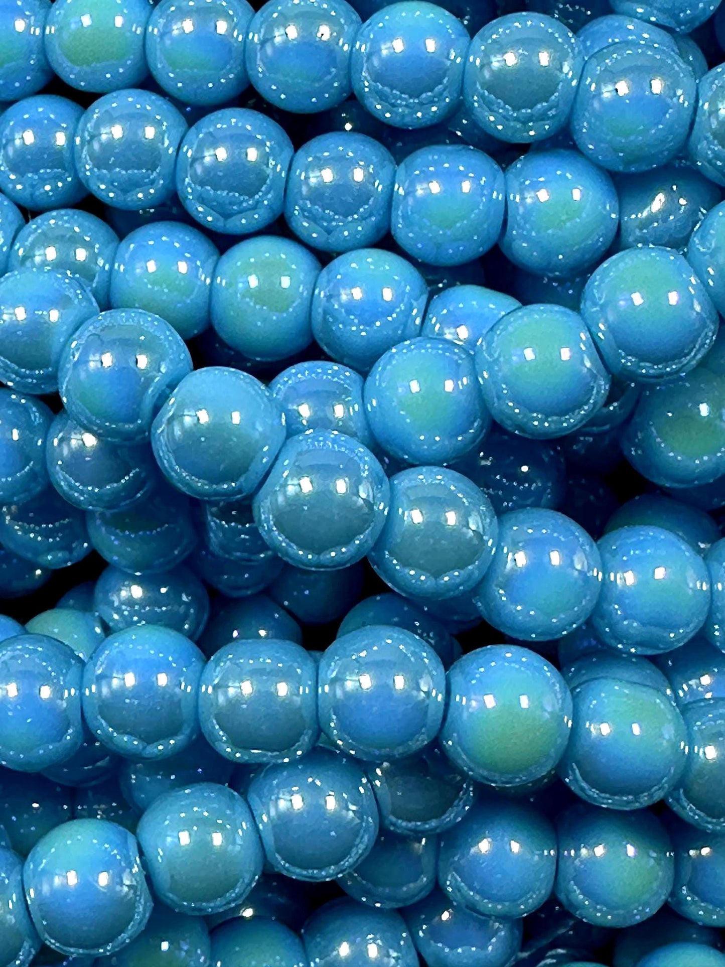 Beautiful Teal Blue Crystal Glass Pearl Bead. Round shape bead. Gorgeous high quality crystal bead! Full strand 15.5"