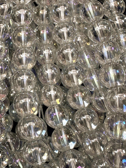 Beautiful Crystal Glass Pearl Bead. Round shape bead. Gorgeous clear high quality crystal bead! Full strand 15.5"