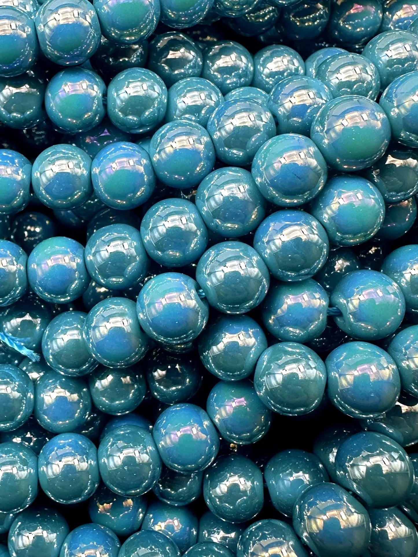Beautiful Blue Turquoise Crystal Glass Pearl Bead. Round shape bead. Gorgeous high quality crystal bead! Full strand 15.5"