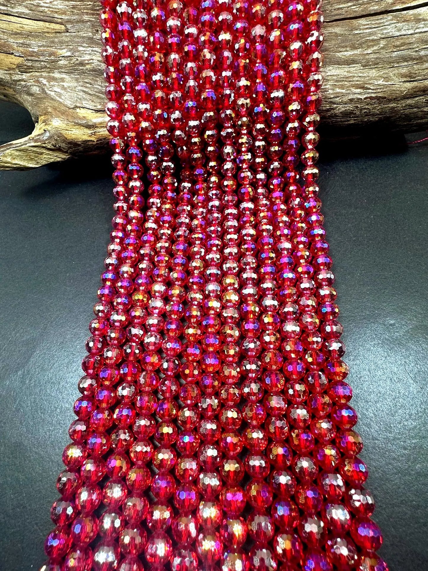 Beautiful Red Crystal Round Shape Faceted Bead. Gorgeous high quality crystal bead! Full strand 15.5"