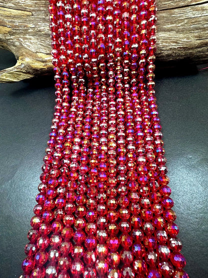 Beautiful Red Crystal Round Shape Faceted Bead. Gorgeous high quality crystal bead! Full strand 15.5"