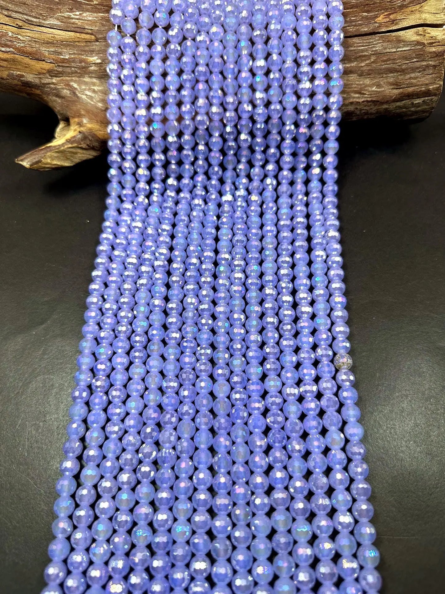 Beautiful Lavender Blue Crystal Round Shape Faceted Bead. Gorgeous high quality crystal bead! Full strand 15.5"