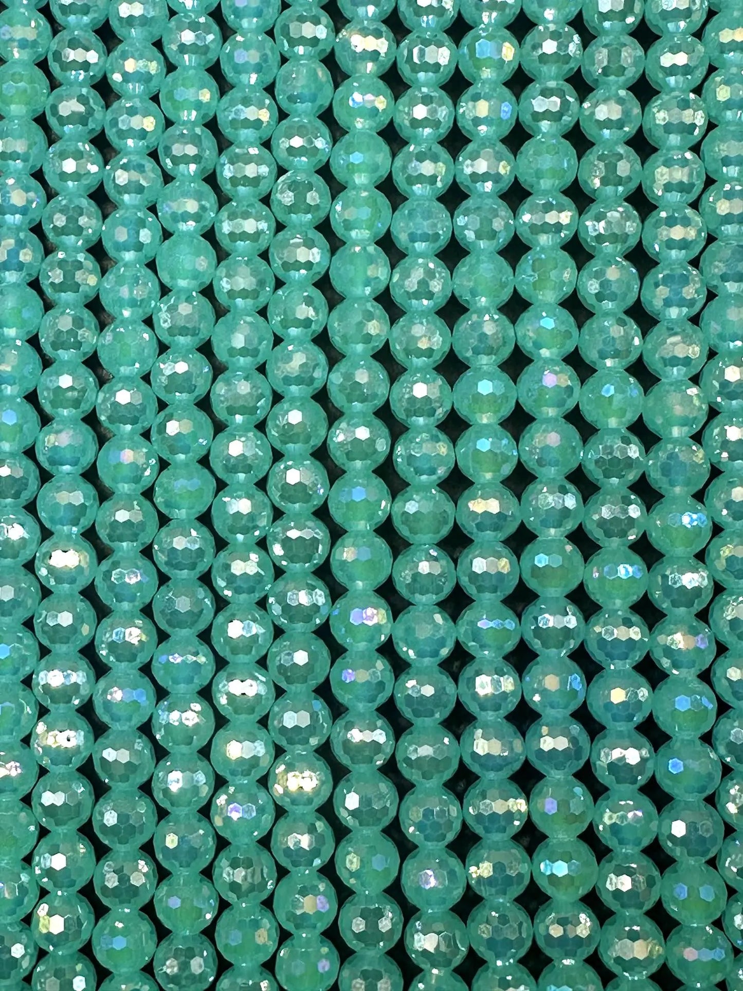 Beautiful Aquamarine Crystal Round Shape Faceted Bead. Gorgeous high quality crystal bead! Full strand 15.5"