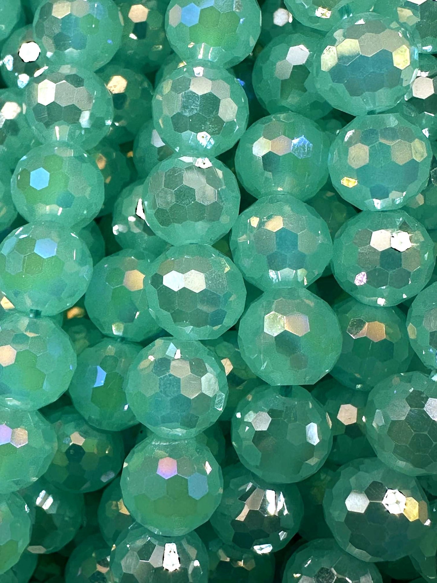 Beautiful Aquamarine Crystal Round Shape Faceted Bead. Gorgeous high quality crystal bead! Full strand 15.5"