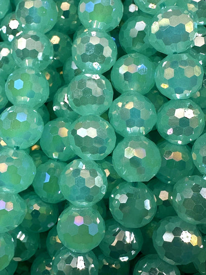 Beautiful Aquamarine Crystal Round Shape Faceted Bead. Gorgeous high quality crystal bead! Full strand 15.5"