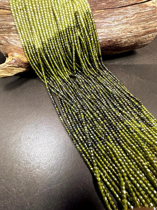 Multicolor Cubic Zirconia Faceted Rondelle Shape, Gorgeous Light-Deep Olive Green High Quality 15.5"