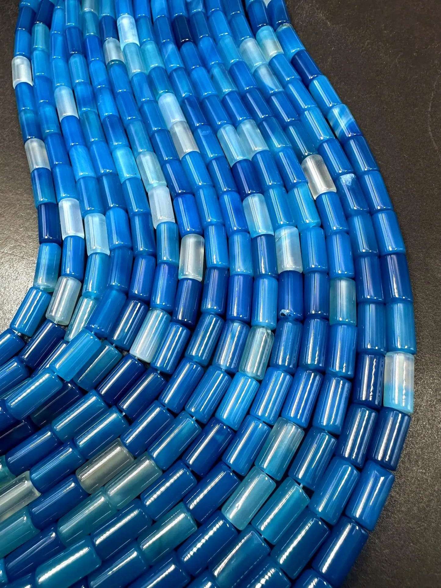 Beautiful Blue Agate Tube Shape, Gorgeous Blue Color High Quality 15"