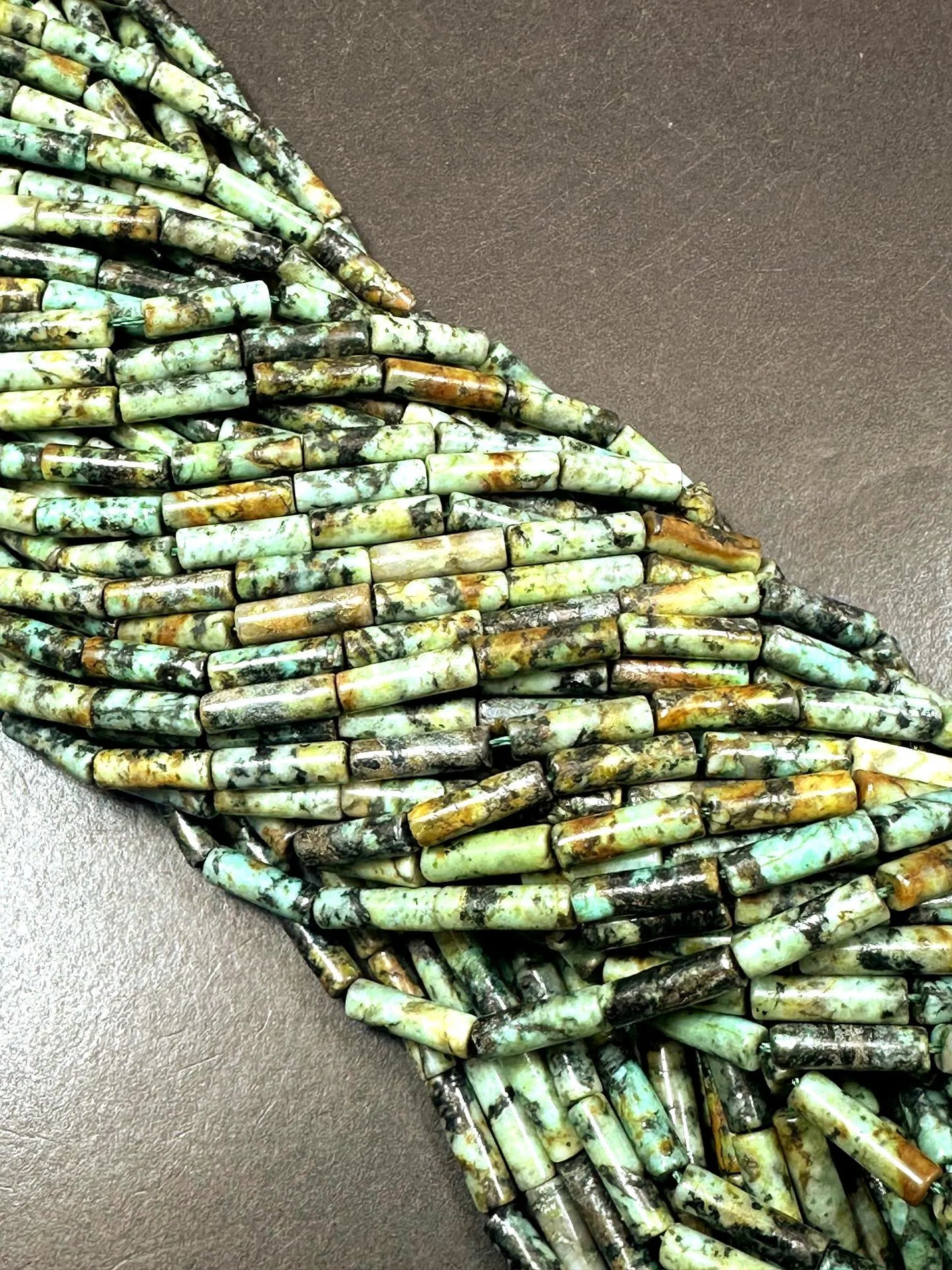 Natural African Turquoise Thin Tube Shape 4x13mm, High Quality 15.5"