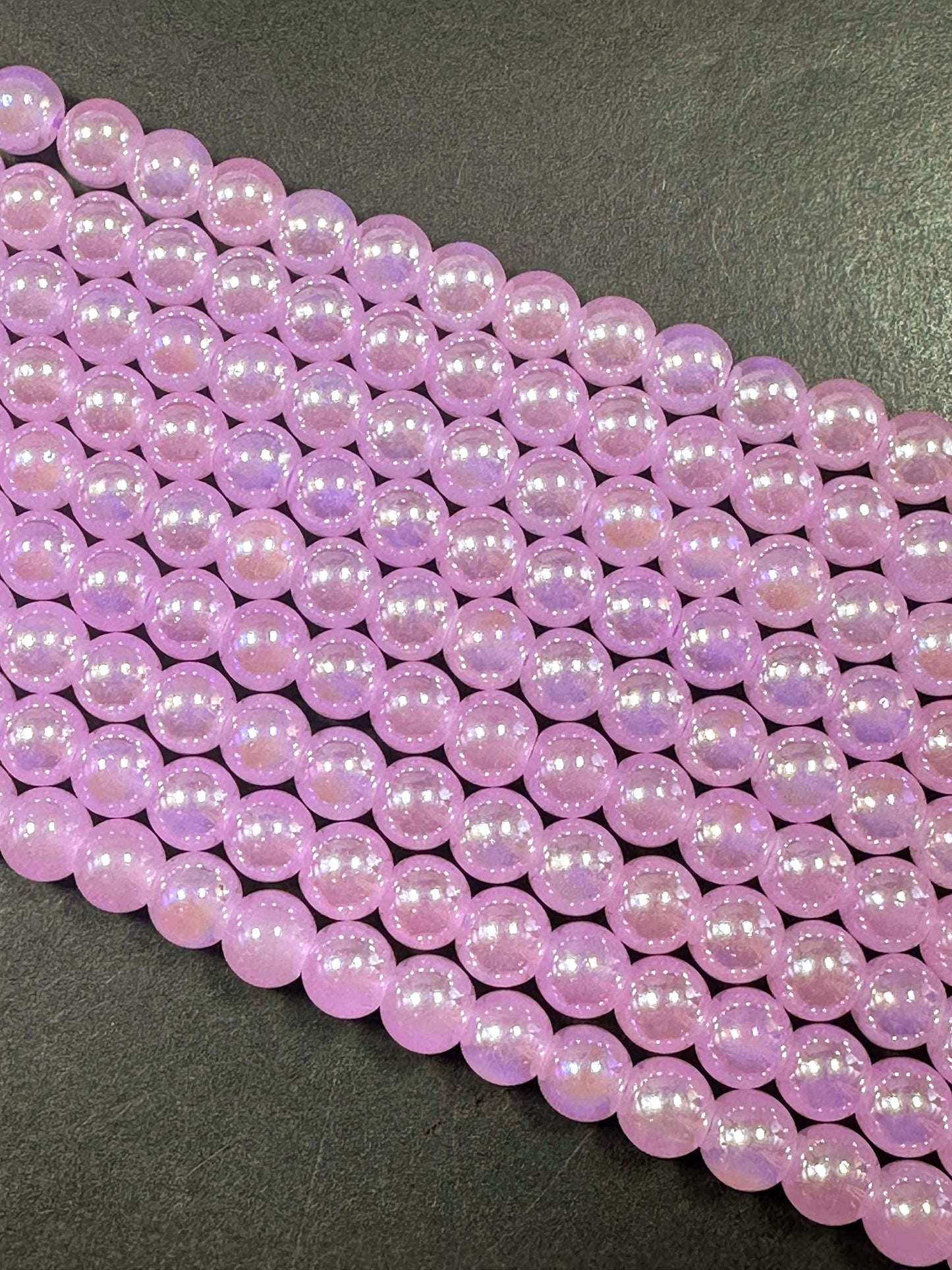 Beautiful Purple Lavender Crystal Glass Pearl Bead. Round shape bead. Gorgeous high quality crystal bead! Full strand 15.5"