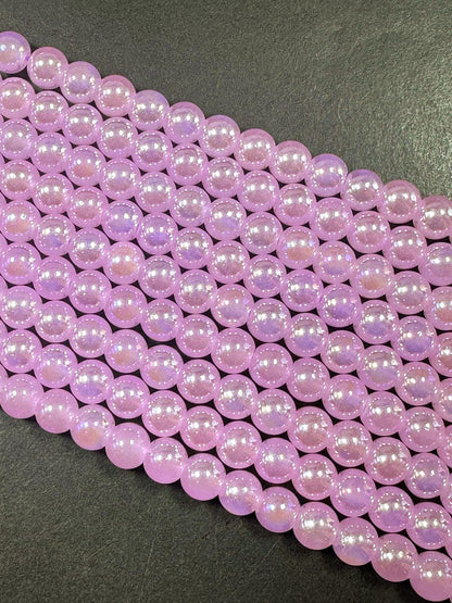 Beautiful Purple Lavender Crystal Glass Pearl Bead. Round shape bead. Gorgeous high quality crystal bead! Full strand 15.5"