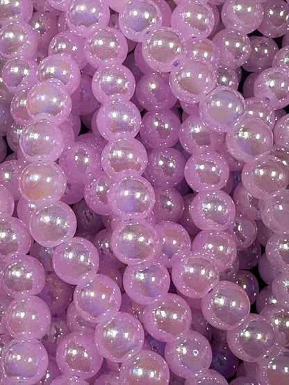 Beautiful Purple Lavender Crystal Glass Pearl Bead. Round shape bead. Gorgeous high quality crystal bead! Full strand 15.5"