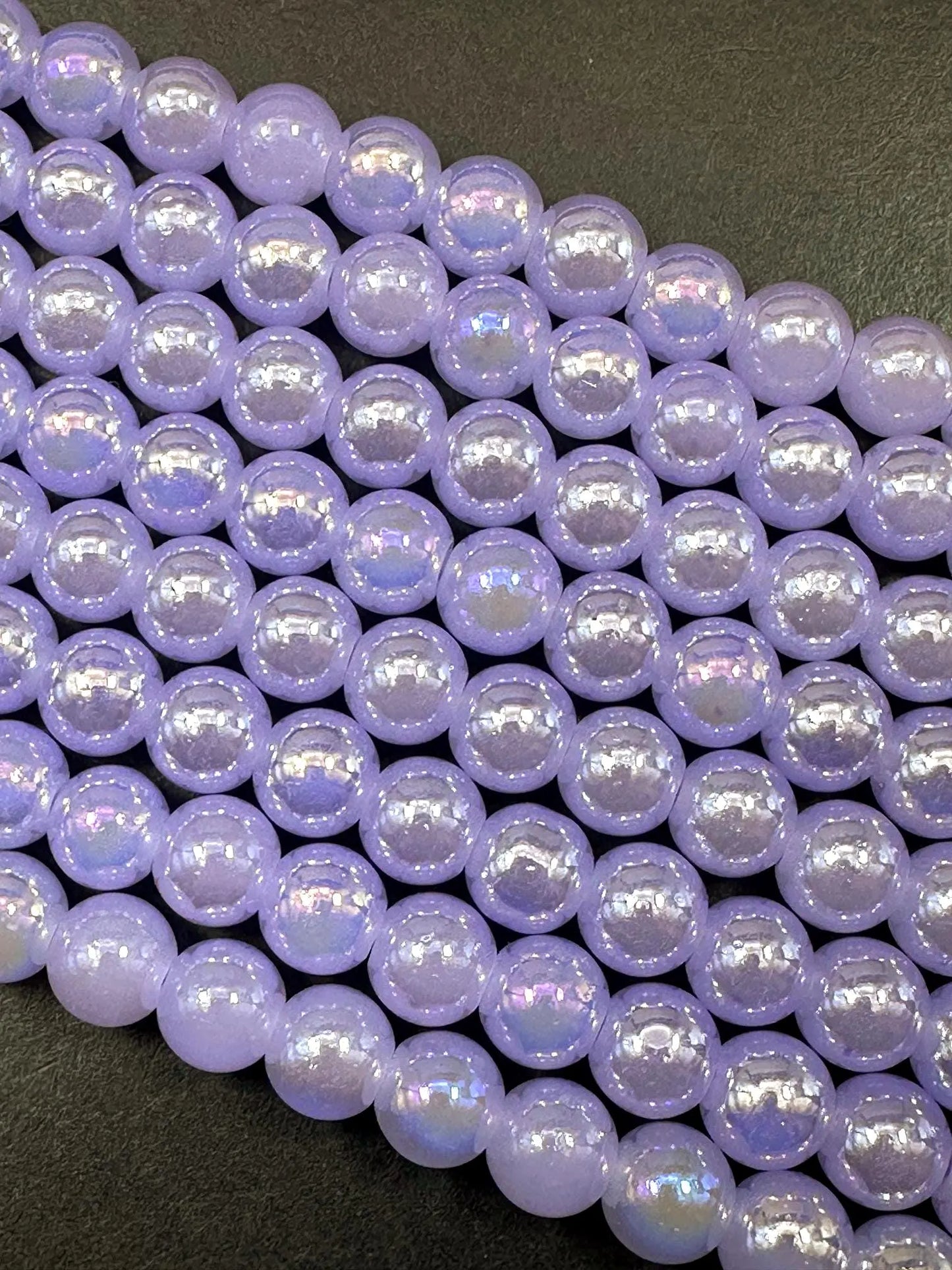 Beautiful Light Purple Crystal Glass Pearl Bead. Round shape bead. Gorgeous high quality crystal bead! Full strand 15.5"