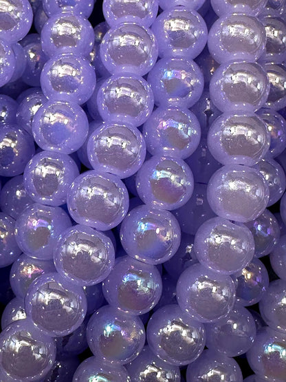 Beautiful Light Purple Crystal Glass Pearl Bead. Round shape bead. Gorgeous high quality crystal bead! Full strand 15.5"