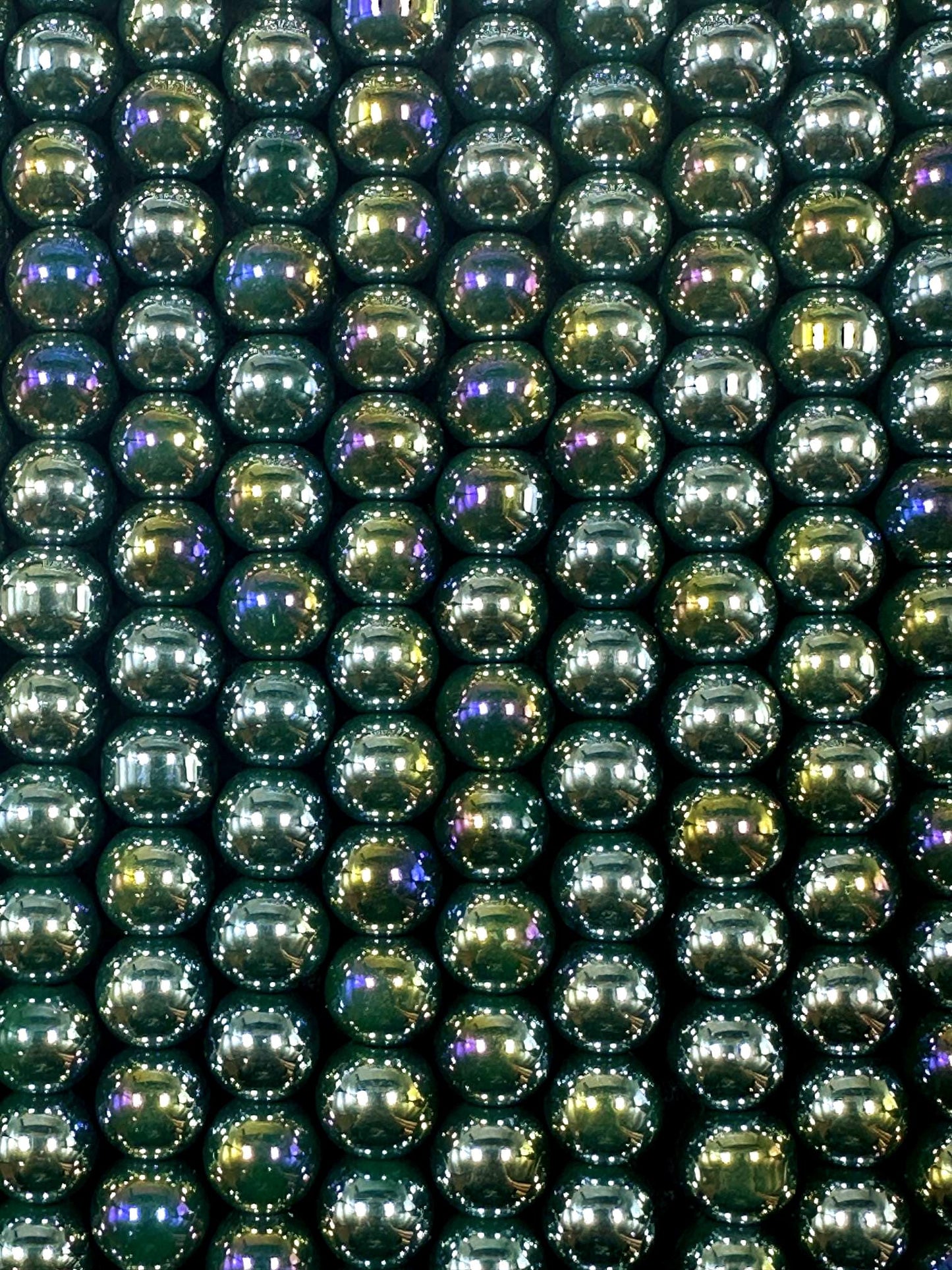 Beautiful Dark Green Crystal Glass Pearl Bead. Round shape bead. Gorgeous high quality crystal bead! Full strand 15.5"