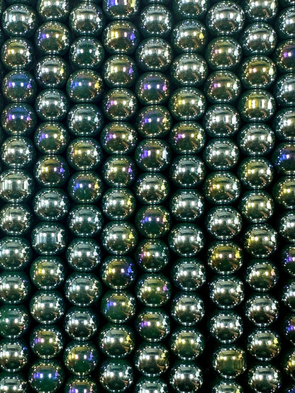 Beautiful Dark Green Crystal Glass Pearl Bead. Round shape bead. Gorgeous high quality crystal bead! Full strand 15.5"
