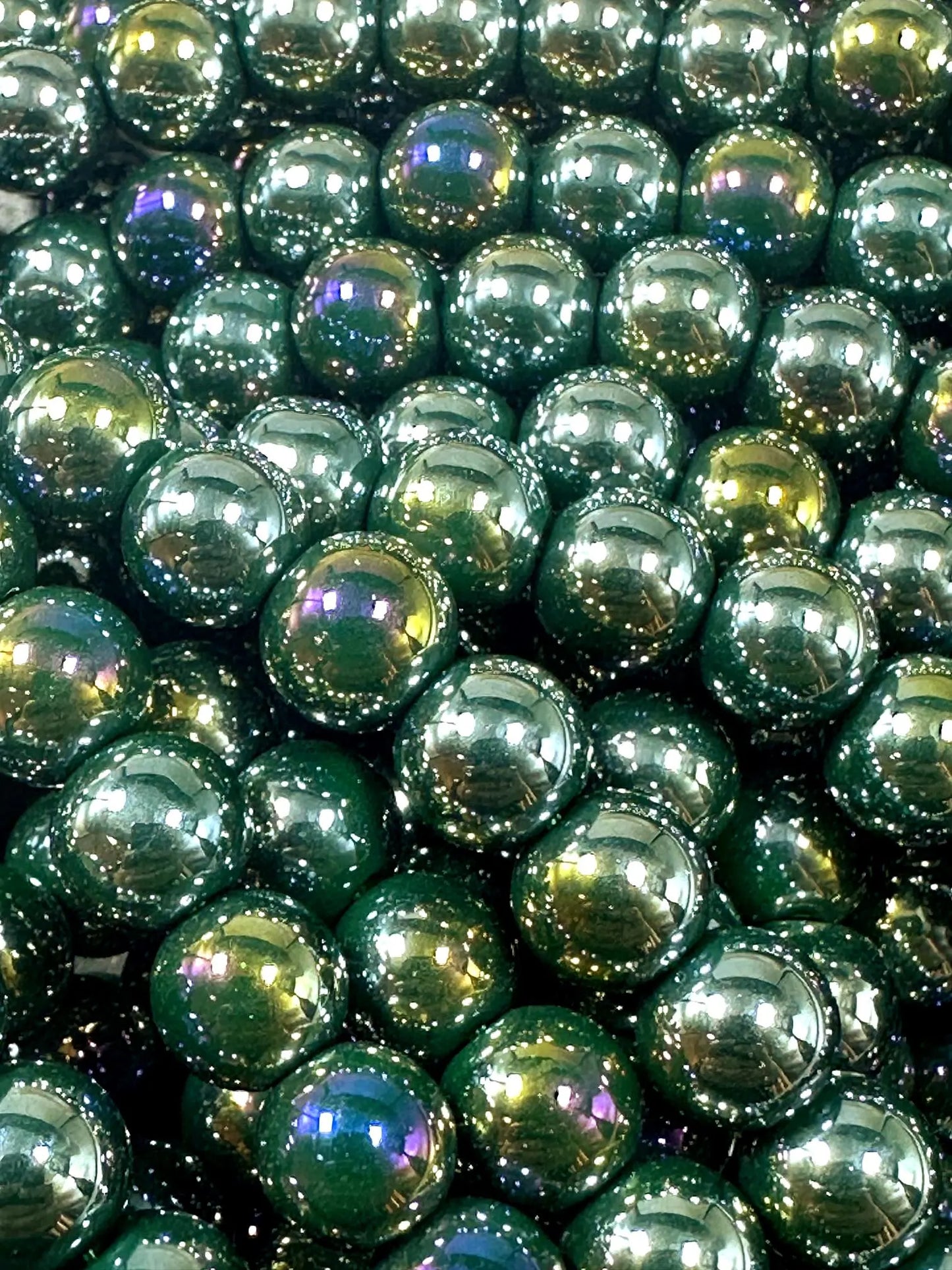 Beautiful Dark Green Crystal Glass Pearl Bead. Round shape bead. Gorgeous high quality crystal bead! Full strand 15.5"