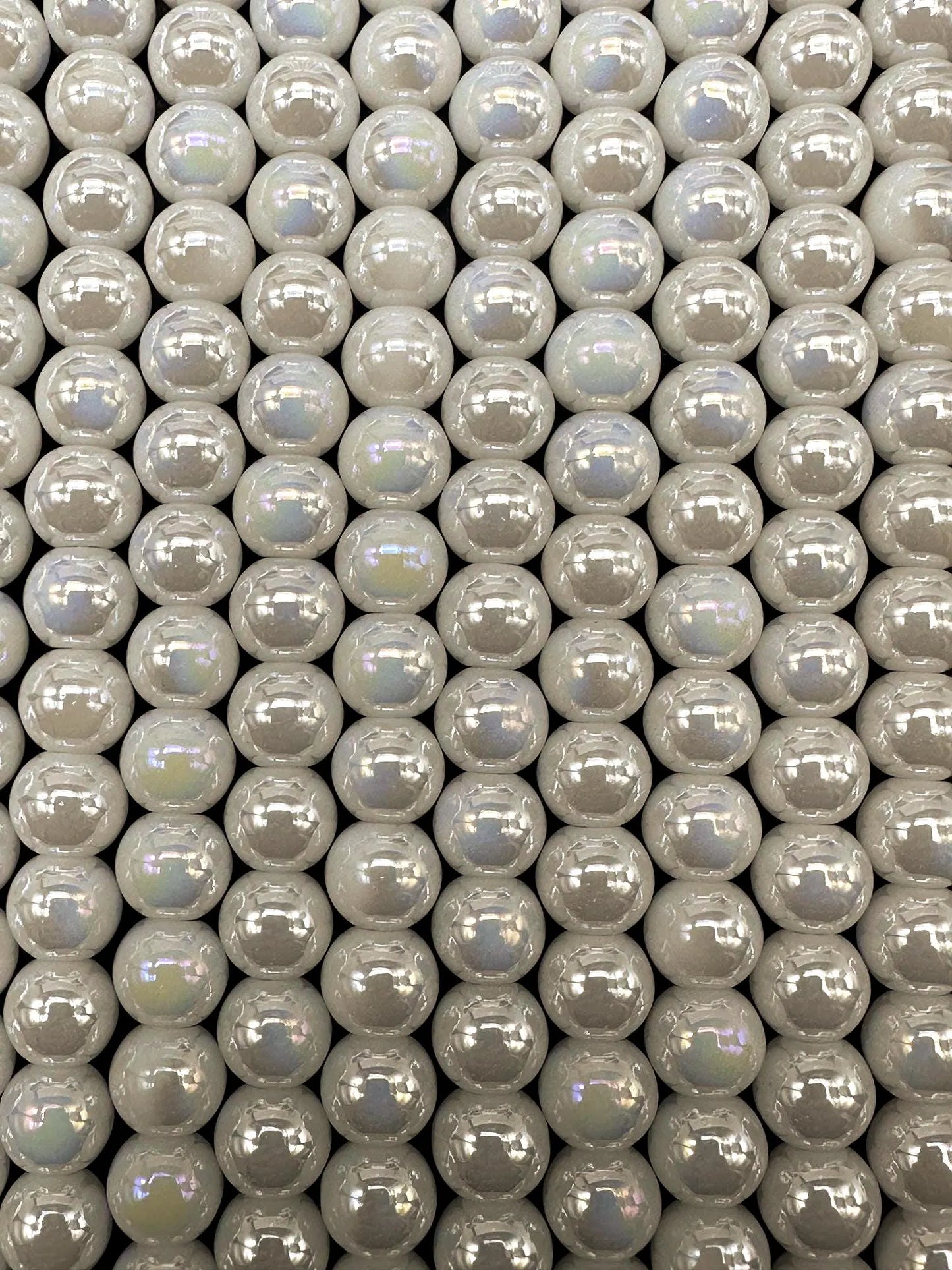 Beautiful White Crystal Glass Pearl Bead. Round shape bead. Gorgeous high quality crystal bead! Full strand 15.5"