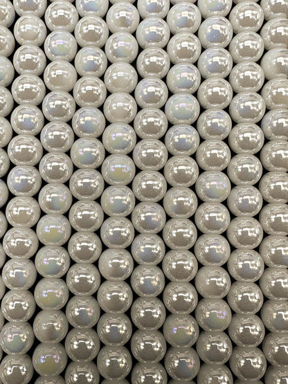 Beautiful White Crystal Glass Pearl Bead. Round shape bead. Gorgeous high quality crystal bead! Full strand 15.5"