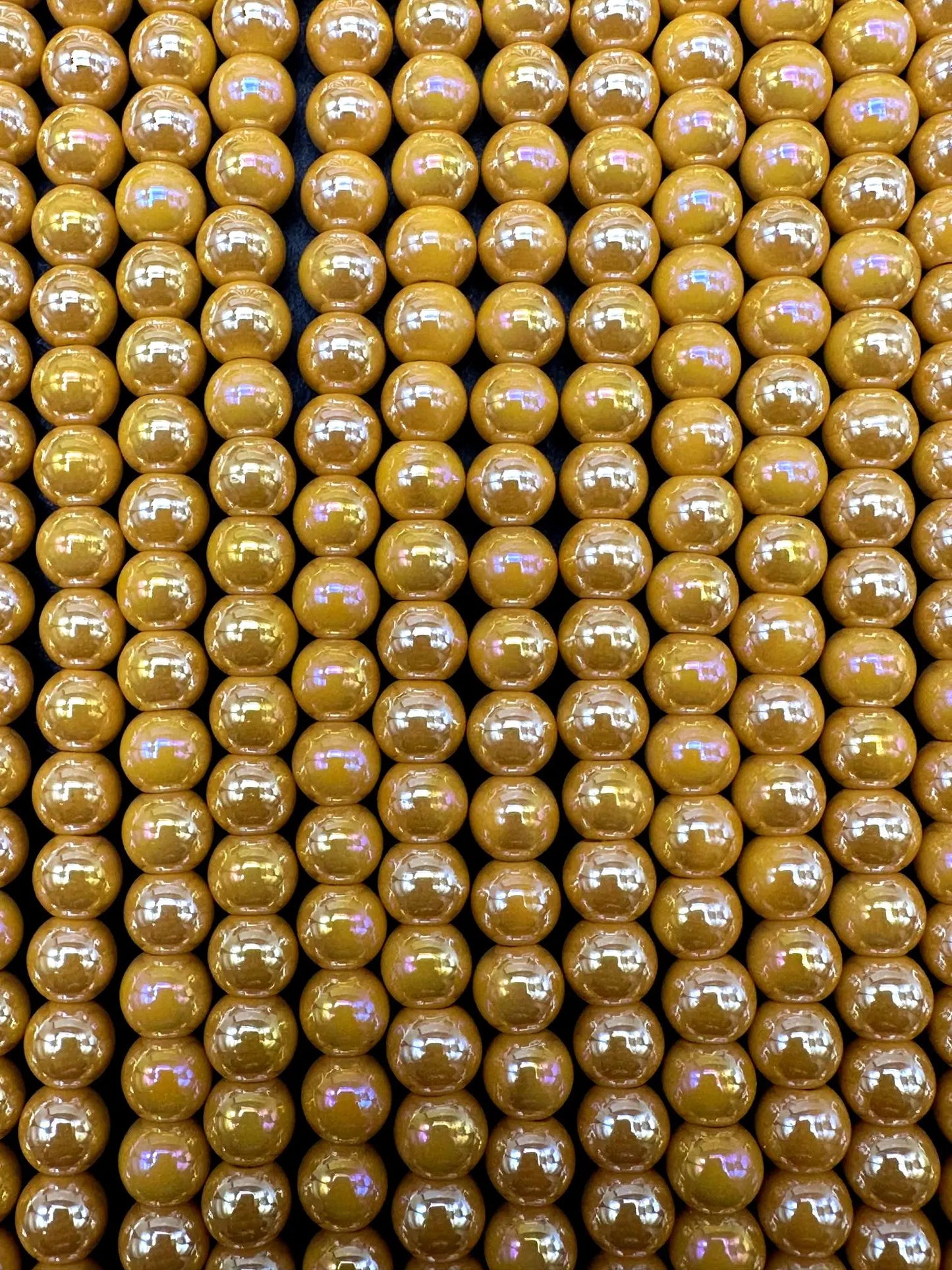 Beautiful Golden Yellow Crystal Glass Pearl Bead. Round shape bead. Gorgeous high quality crystal bead! Full strand 15.5"