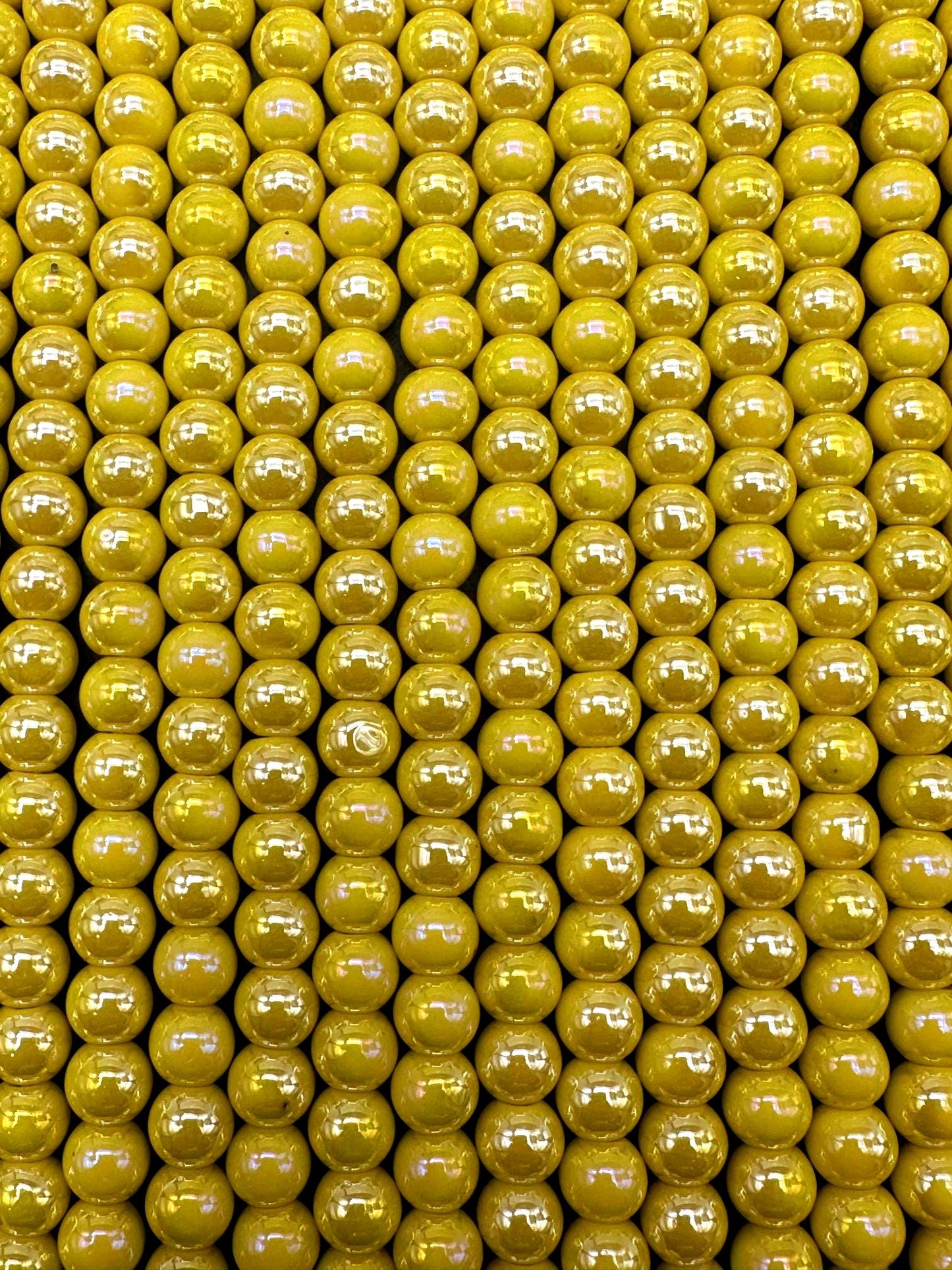 Beautiful Yellow Crystal Glass Pearl Bead. Round shape bead. Gorgeous high quality crystal bead! Full strand 15.5"