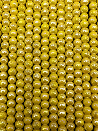 Beautiful Yellow Crystal Glass Pearl Bead. Round shape bead. Gorgeous high quality crystal bead! Full strand 15.5"