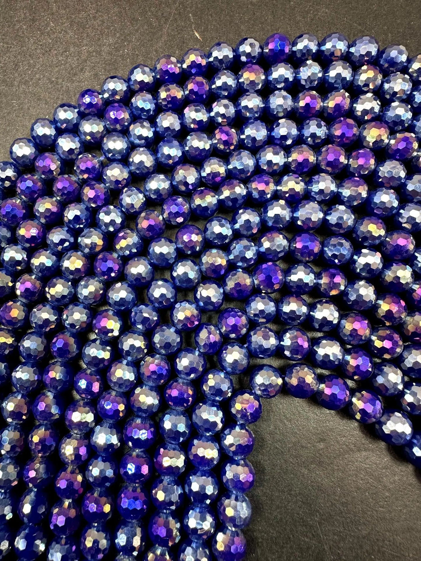 Beautiful Crystal glass bead. 8mm Faceted round shape bead. Gorgeous Royal Blue color, high quality crystal bead! Full strand 15"