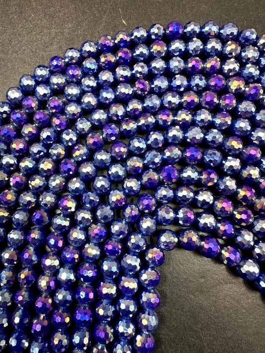 Beautiful Crystal glass bead. 8mm Faceted round shape bead. Gorgeous Royal Blue color, high quality crystal bead! Full strand 15"