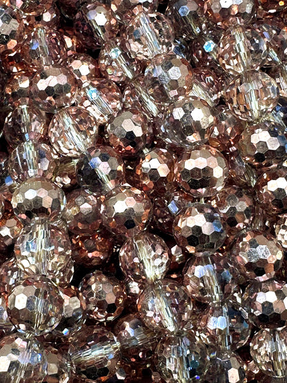 Beautiful Bronze Multi-Pattern Crystal Glass Bead. Faceted Round Shape, Gorgeous Bronze Color, High Quality Crystal Bead! Full Strand 15.5"