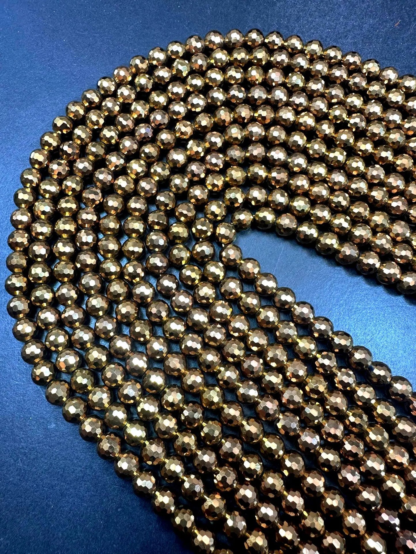 Beautiful Bronze Hematite Gemstone Bead, Faceted Round Beads, Gorgeous Gunmetal Bronze Color Loose Beads Full Strand 15.5"