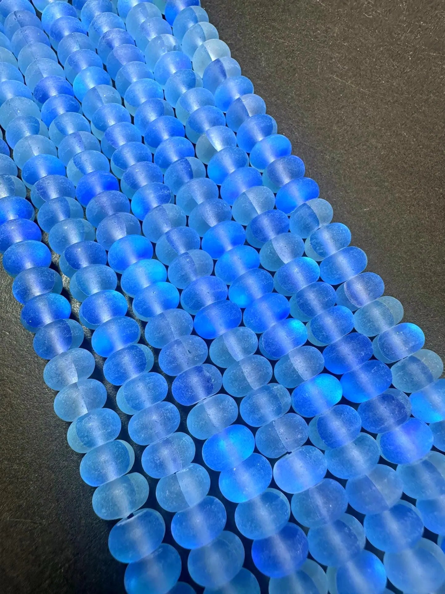 Beautiful Blue Mermaid Glass Beads with Stunning Flash, 5x8mm Rondelle Shape High Quality 15.5"
