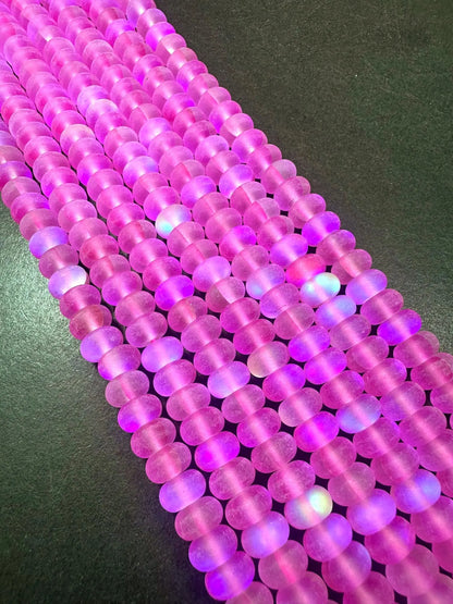 Beautiful Pink Mermaid Glass Beads with Stunning Flash, 5x8mm Rondelle Shape High Quality 15.5"