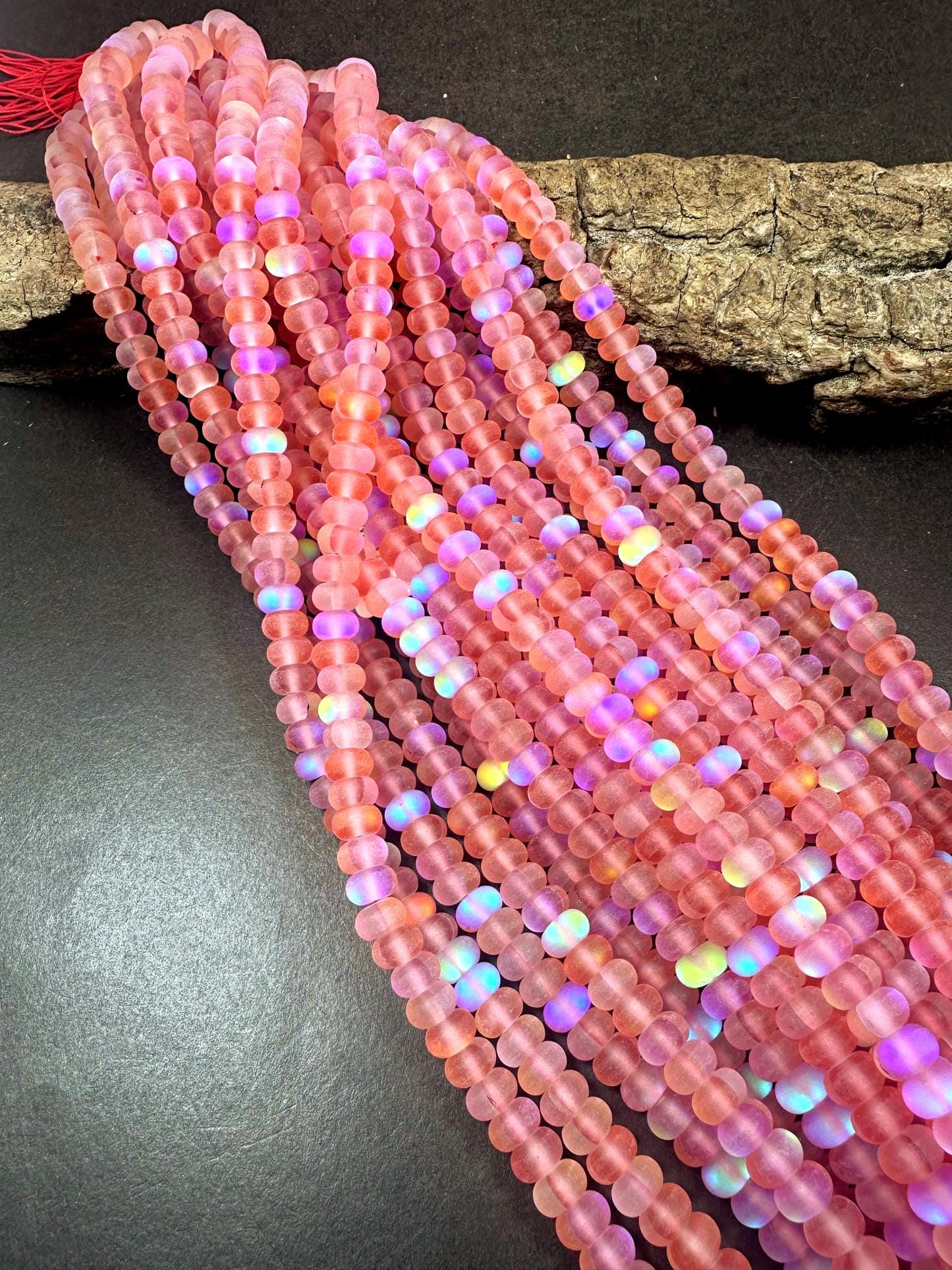 Beautiful Red Mermaid Glass Beads with Stunning Flash, 5x8mm Rondelle Shape High Quality 15.5"&nbsp;