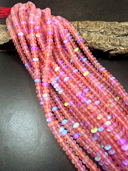 Beautiful Red Mermaid Glass Beads with Stunning Flash, 5x8mm Rondelle Shape High Quality 15.5"&nbsp;