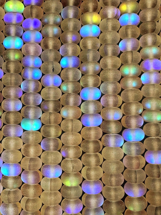 Beautiful Light Brown Mermaid Glass Beads with Stunning Flash, 5x8mm Rondelle Shape High Quality 15.5"