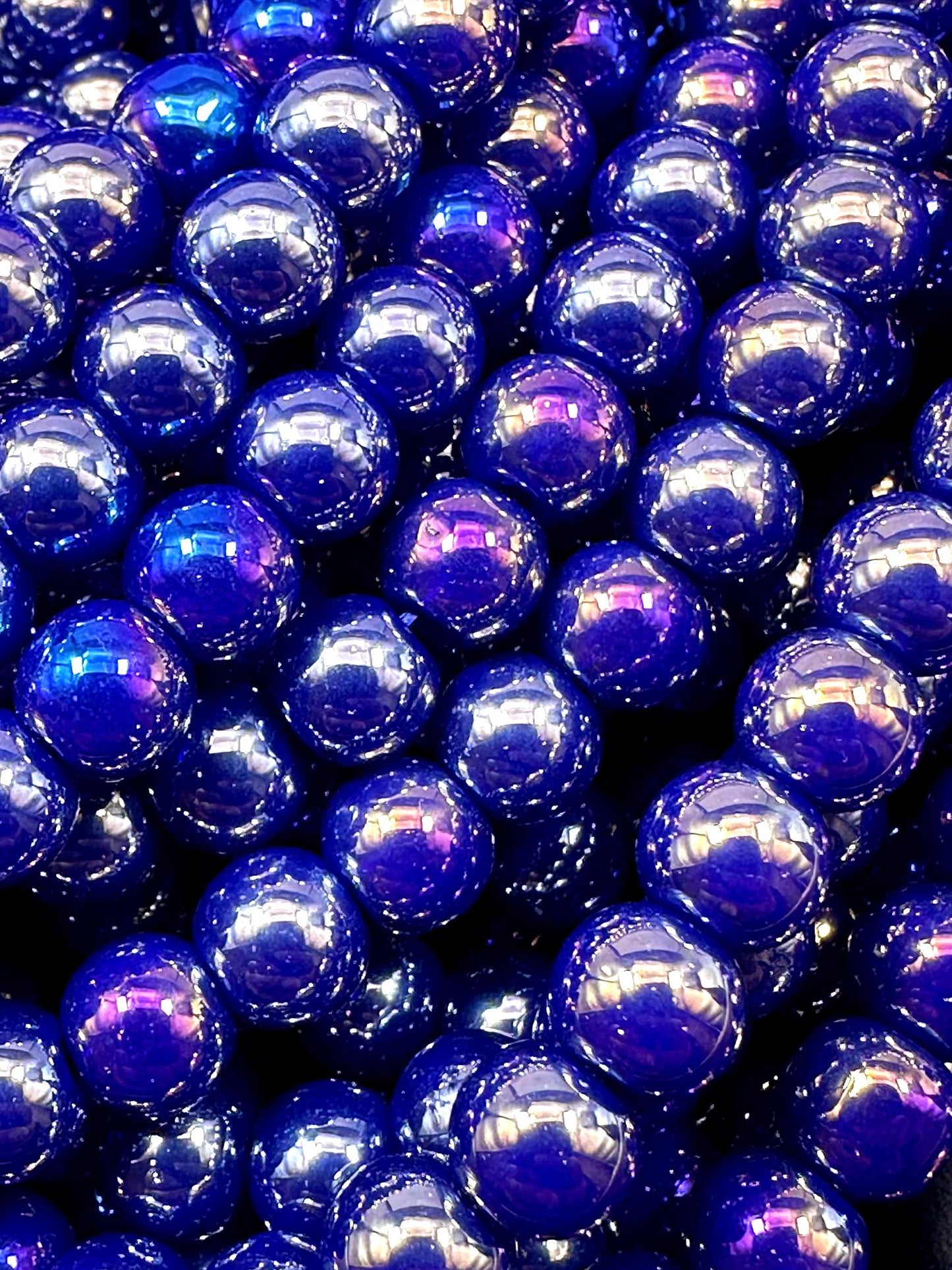 Beautiful Deep Royal Blue Crystal Glass Pearl Bead. Round shape bead. Gorgeous high quality crystal bead! Full strand 15.5"