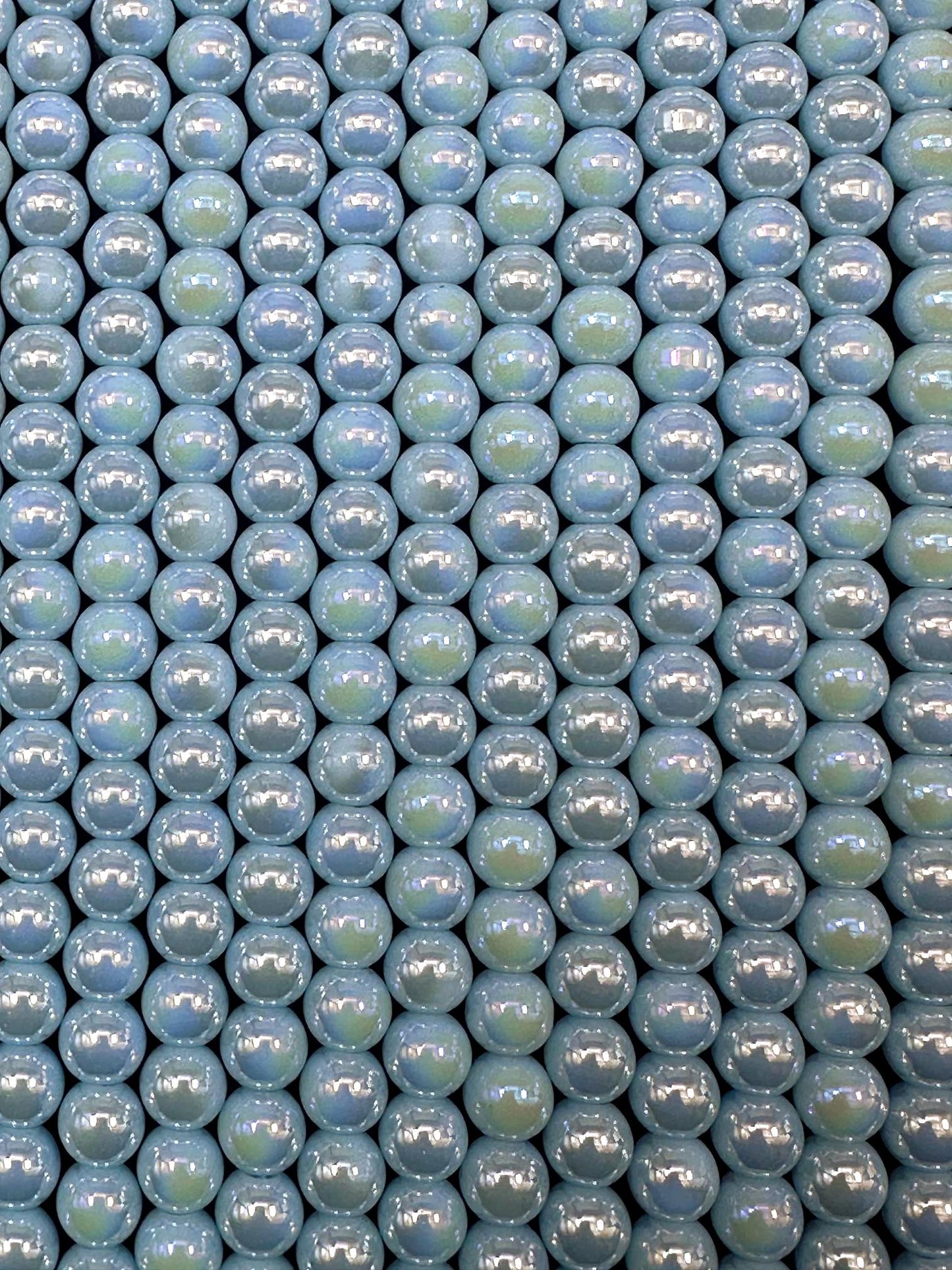 Beautiful Sky Blue Crystal Glass Pearl Bead. Round shape bead. Gorgeous high quality crystal bead! Full strand 15.5"