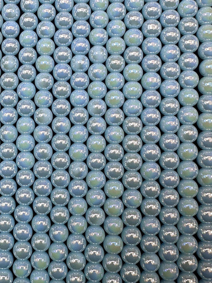 Beautiful Sky Blue Crystal Glass Pearl Bead. Round shape bead. Gorgeous high quality crystal bead! Full strand 15.5"