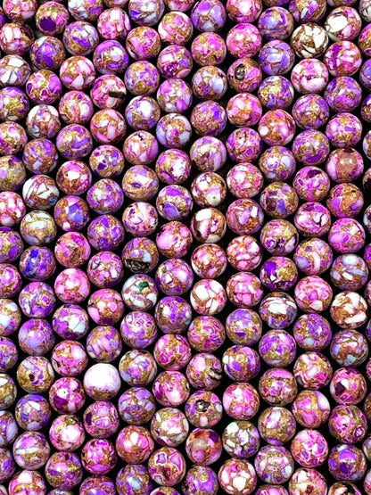 Beautiful Purple Pink Impression Jasper. Smooth round shape bead. Gorgeous high quality bead! Full strand 15.5"