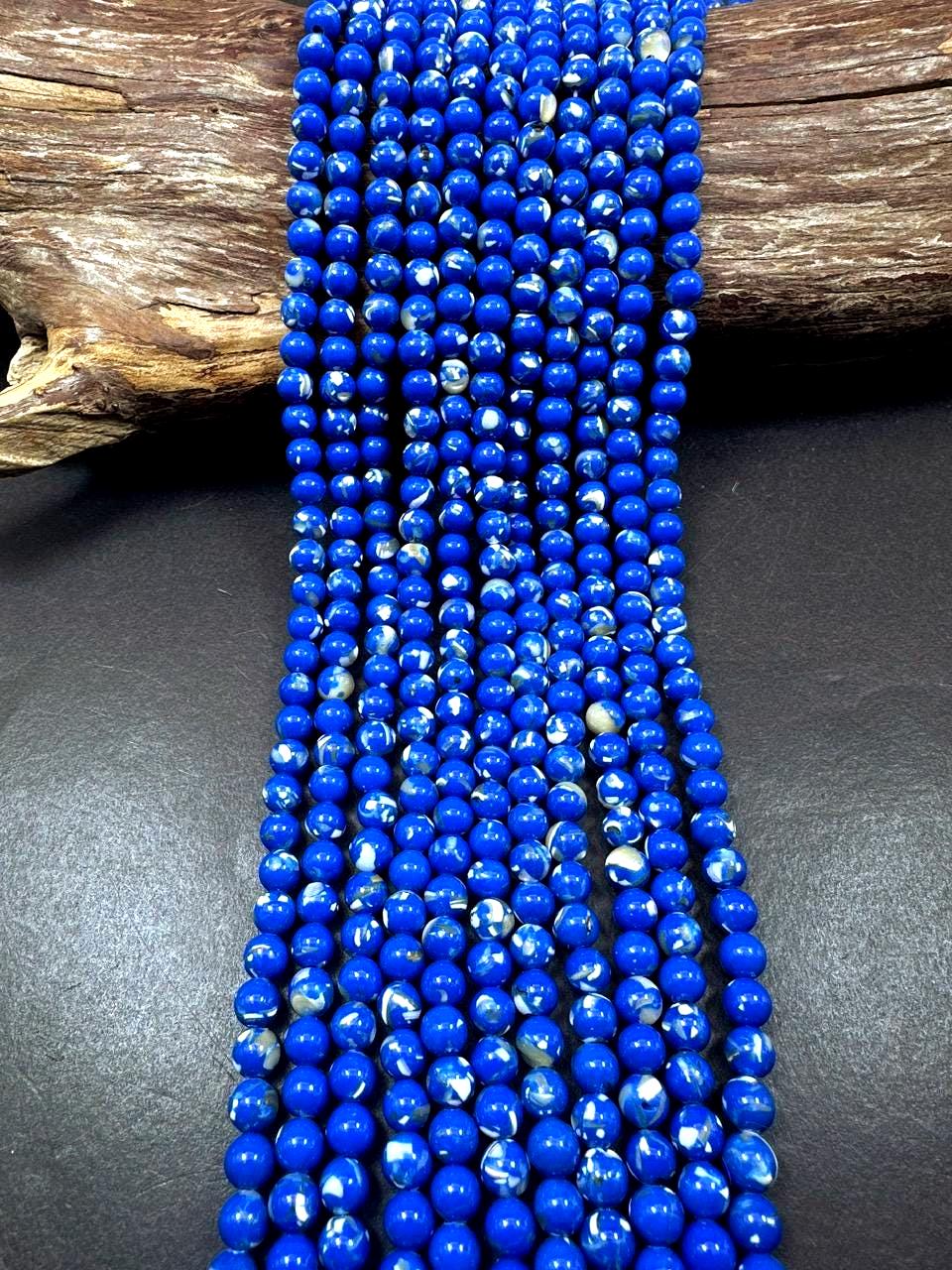 Beautiful Navy Blue Shell Round Bead. Gorgeous Navy Blue Color High Quality Bead Full Strand 15.5"