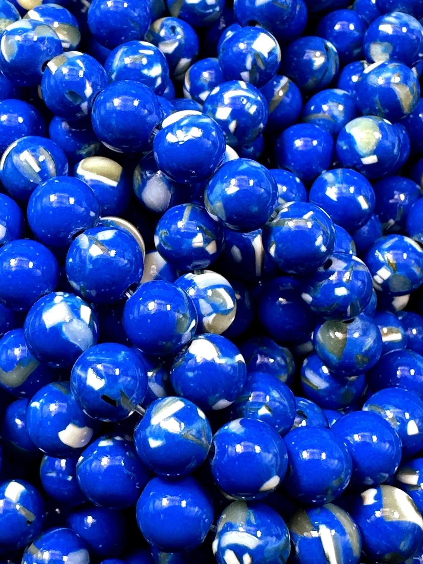 Beautiful Navy Blue Shell Round Bead. Gorgeous Navy Blue Color High Quality Bead Full Strand 15.5"