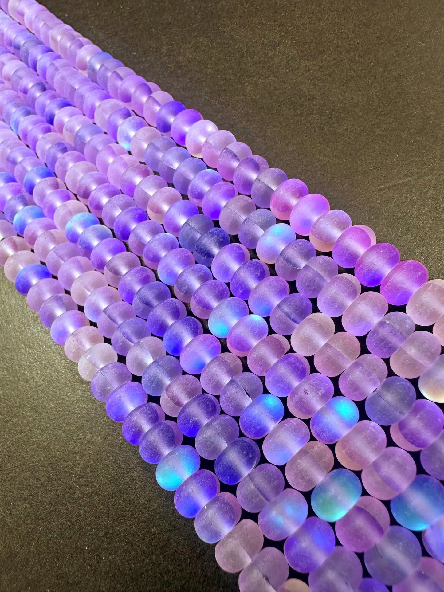 Beautiful Purple Mermaid Glass Beads with Stunning Flash, 5x8mm Rondelle Shape High Quality 15.5"