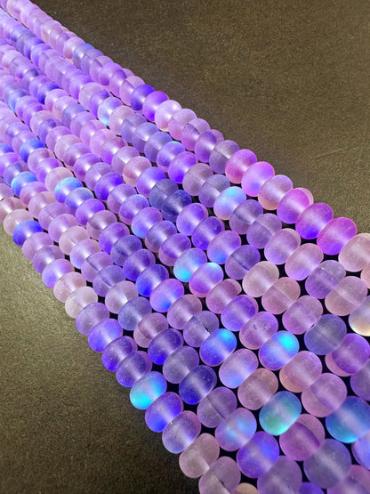 Beautiful Purple Mermaid Glass Beads with Stunning Flash, 5x8mm Rondelle Shape High Quality 15.5"